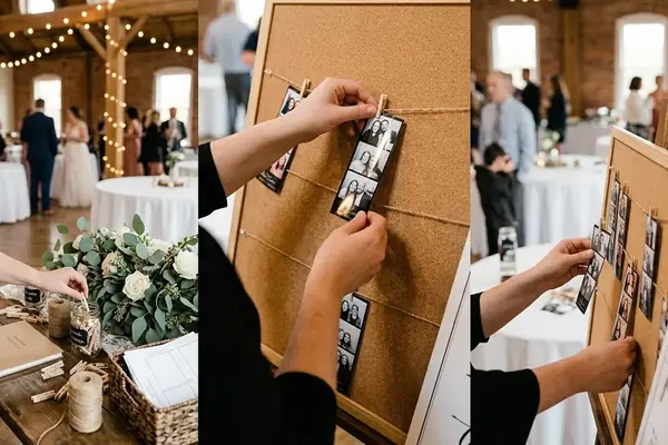 Incorporating Photobooth Strips into Your Reception Decor