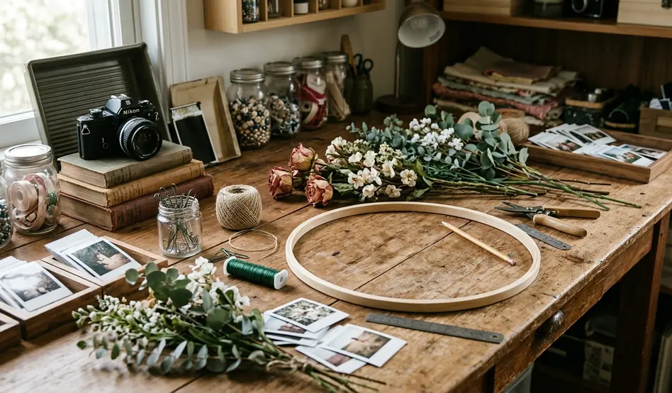 Image showing floral photo chandelier