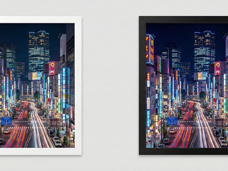 Comparison of white vs black border photos
