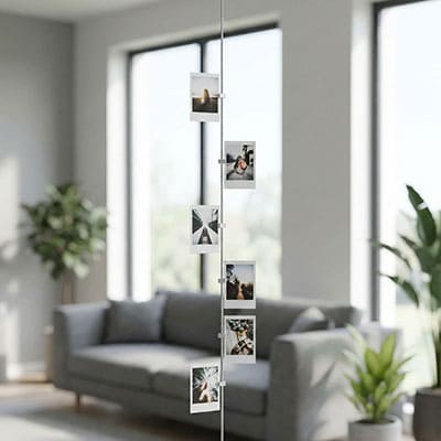 Vertical magnetic rope holding multiple instant photos
